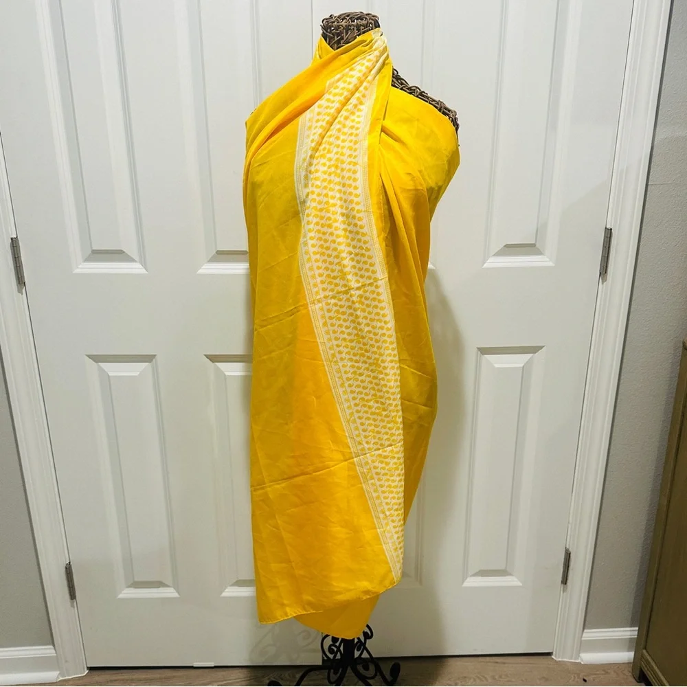 Vintage Estée Lauder Yellow Sarong Wrap Dress Beach Cover Up Scarf Boho Chic